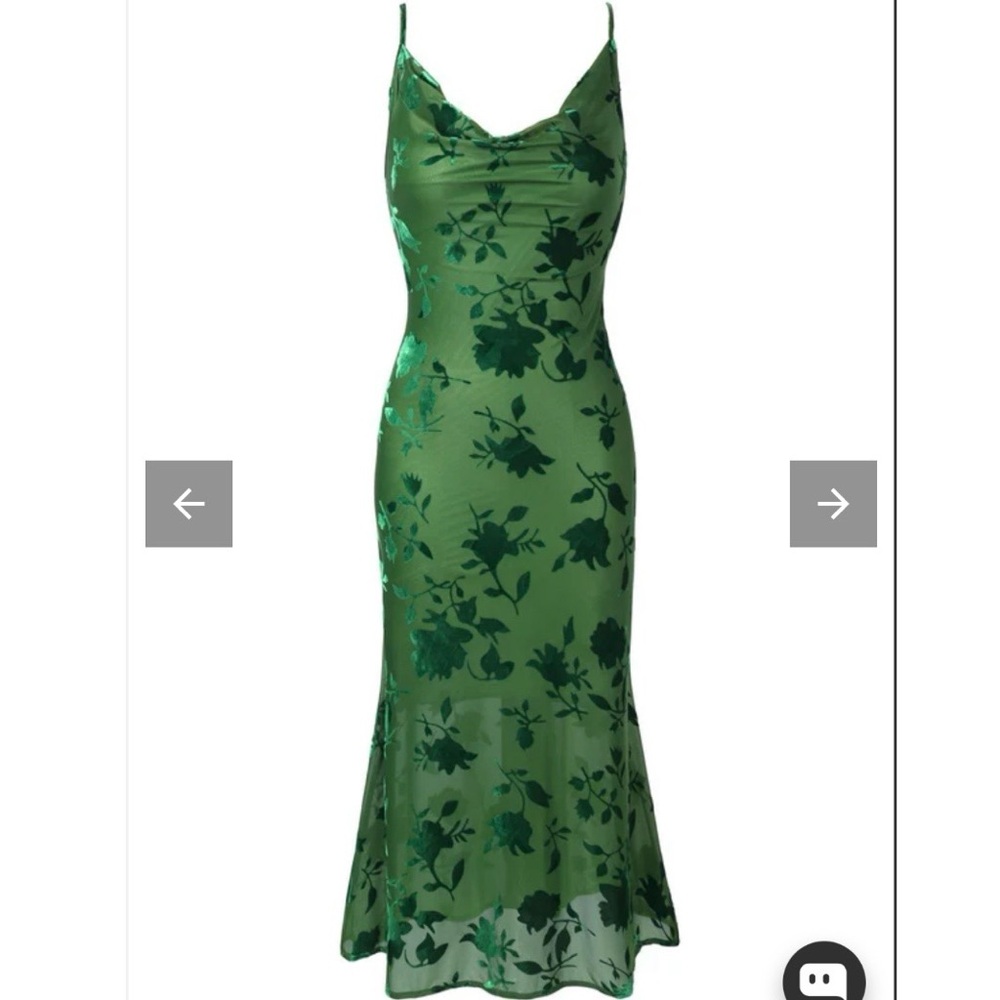 Emerald Green Floral Slip Dress